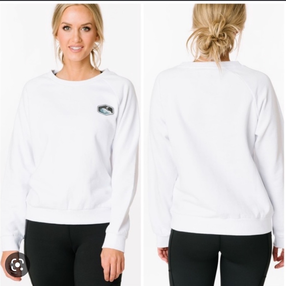 Zyia White Mountain Patch Crewneck Fleece Lined Sweater sz S - Picture 2 of 7